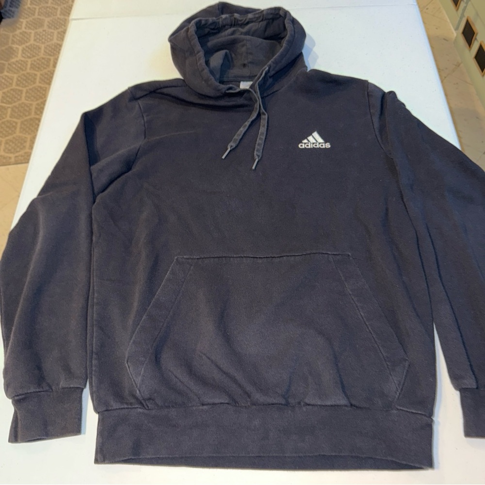 Adidas Mens‎ Black Fleece Pullover Hoodie Embroidered Logo Size M